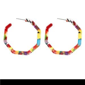 Colorful Leopard Pattern Acetate Board Design Hoop Earrings Minimalist